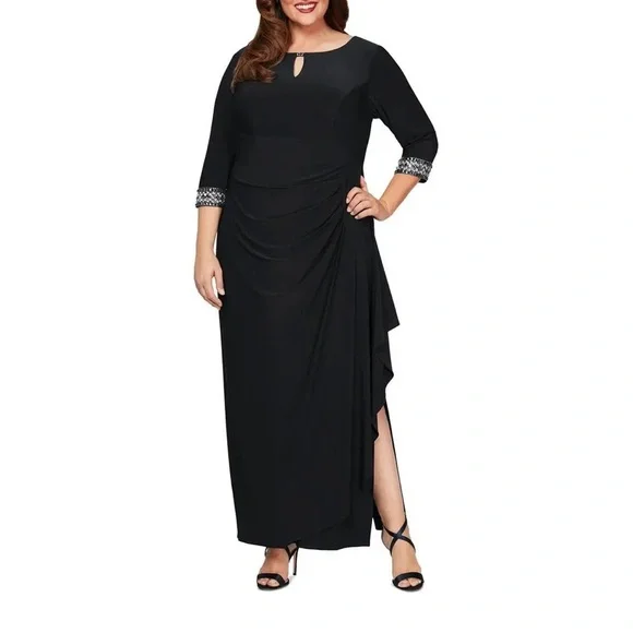 Evenings Dresses Clothing Alex Plus Size Evening Gowns Alex Evenings  Embroidered Empire Gown With Jacket In
